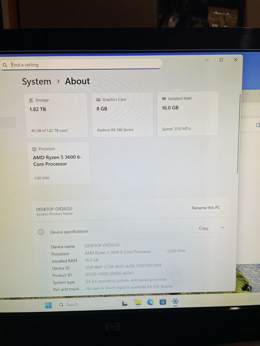 Pc Republic Of Gamers , ryzen 5 3600, 16gb ram, video 8gb , 2 tera