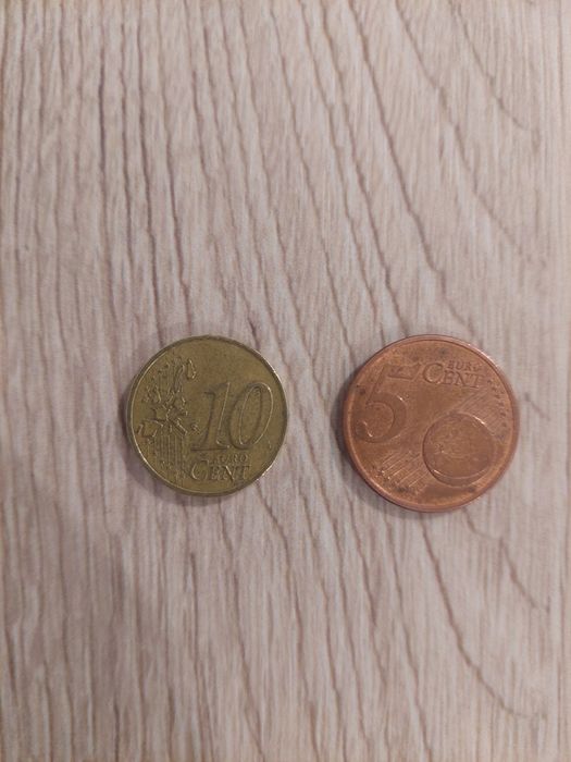 10 евро цента 2002 германия и 5 евро цента Франция 2021