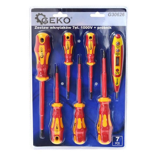 Комплект изолирани отвертки за електротехници 1000v и цифров тестер за