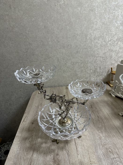 Ваза для фруктов хрустальная