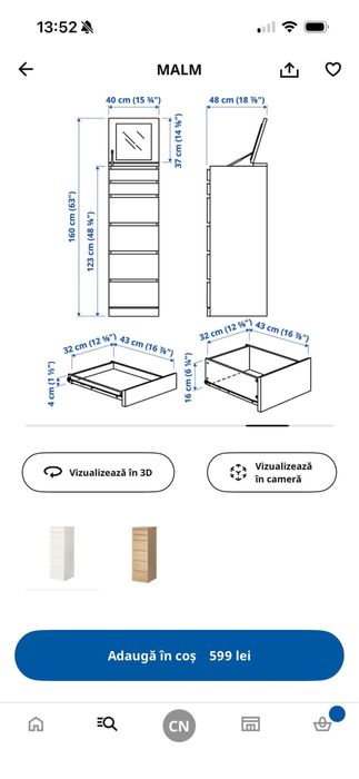 Birou Ikea + comoda cu sertare Ikea Malm
