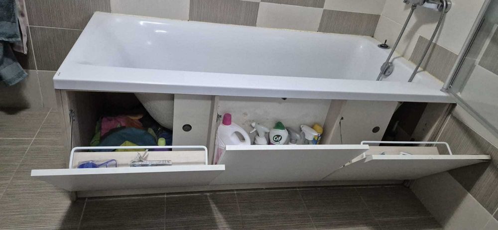 Vand vana cu spatiu depozitare 170x80cm + paravan cada