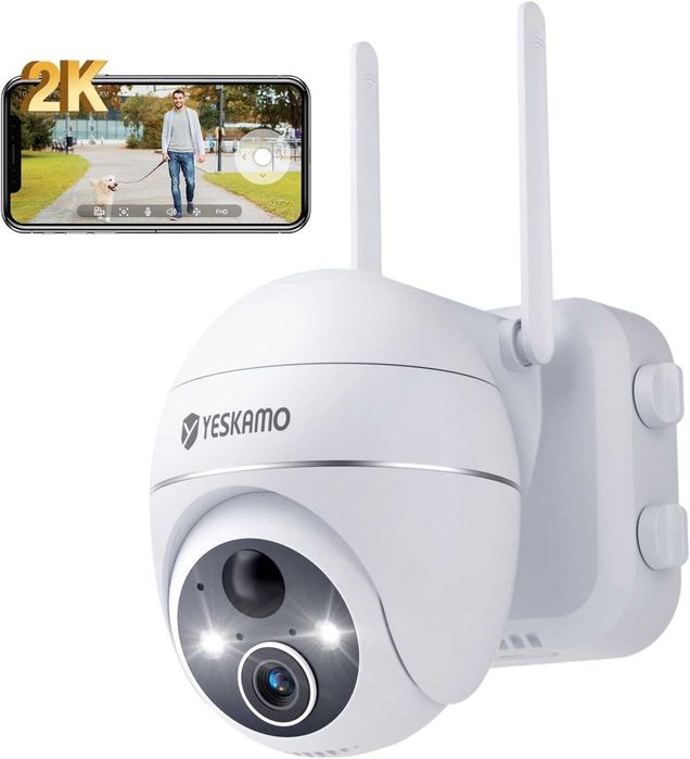 Camera solara Yeskamo 360° 2K ,CCTV,baterie reîncărcabilă,alb ,sigilat
