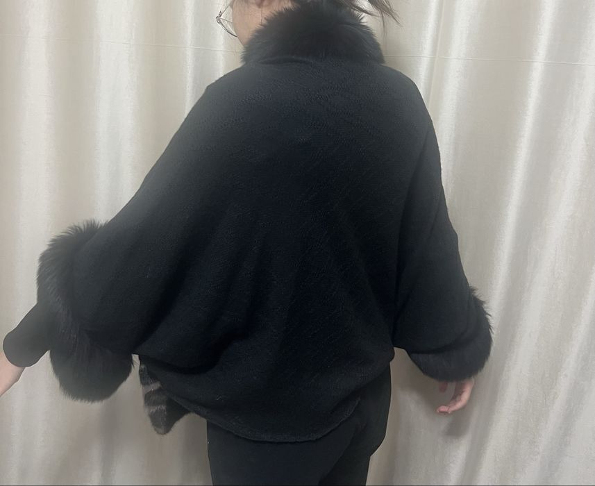 Пончо норковая черная