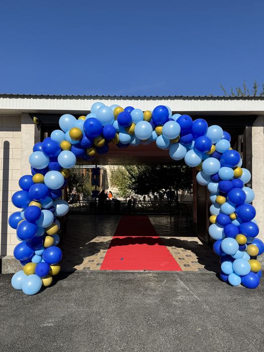 Шар арка, красный дорожка.