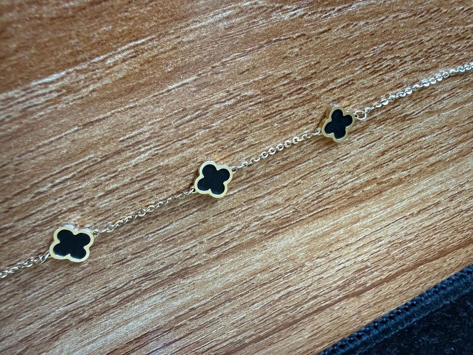 Златна гривна 14К с оникс – стил Van Cleef, със сертификат