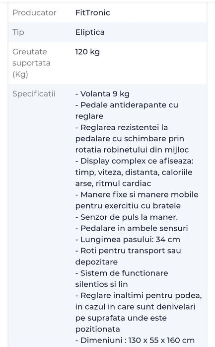 Bicicleta eliptica FitTronic