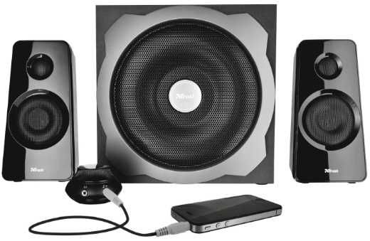 Sistem boxe Trust 2.1 cu subwoofer – sunet puternic, stare foarte bună