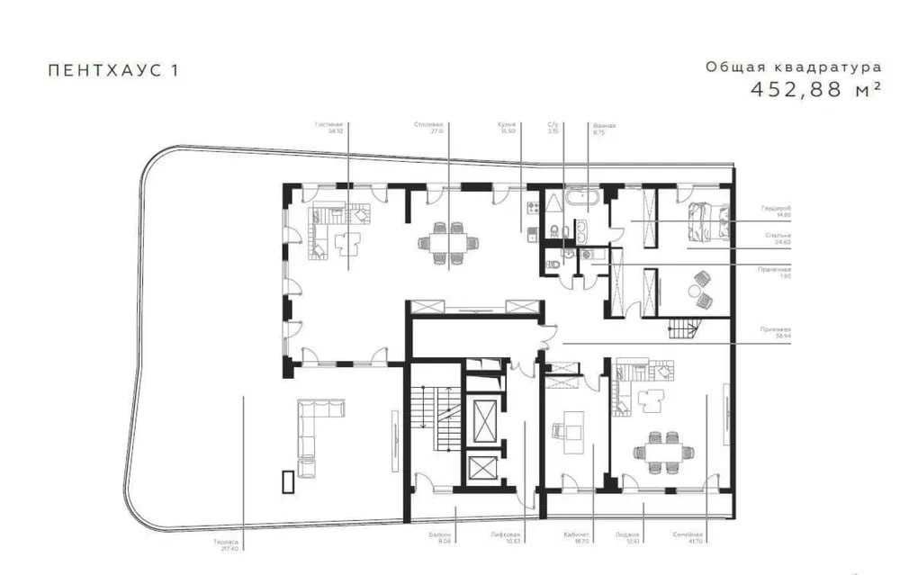 Продается коробка с терассой ПЕНТХАУС ЖК INFINITY