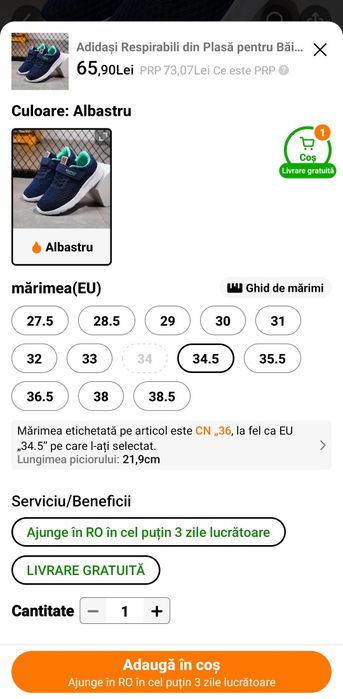 Adidasi pantofi sport pentru copii