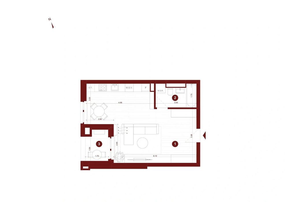 Apartament NOU cu o camera VIA CARMINA, de la dezvoltator avans 5% — fotografia 3