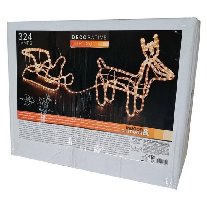 LED коледен елен с шейна и 324 лампички