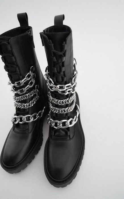 zara bocanci cizme ghete piele lant