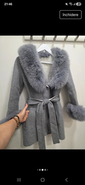Palton calduros blana naturala