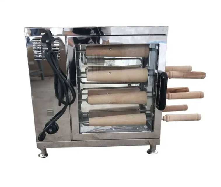 Cuptor electric Kurtos Kalacs 4+4 forme inox și lemn | Aparat cozonac secuiesc profesional