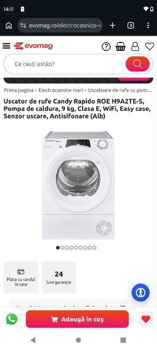 Uscător de rufe Candy rapido