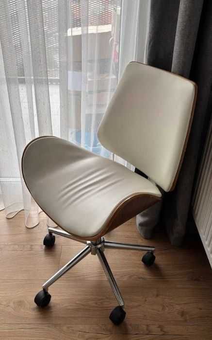 Scaun Ergonomic Birou/Design din Lemn, Piele ecologică și Metal - Stare foarte bună