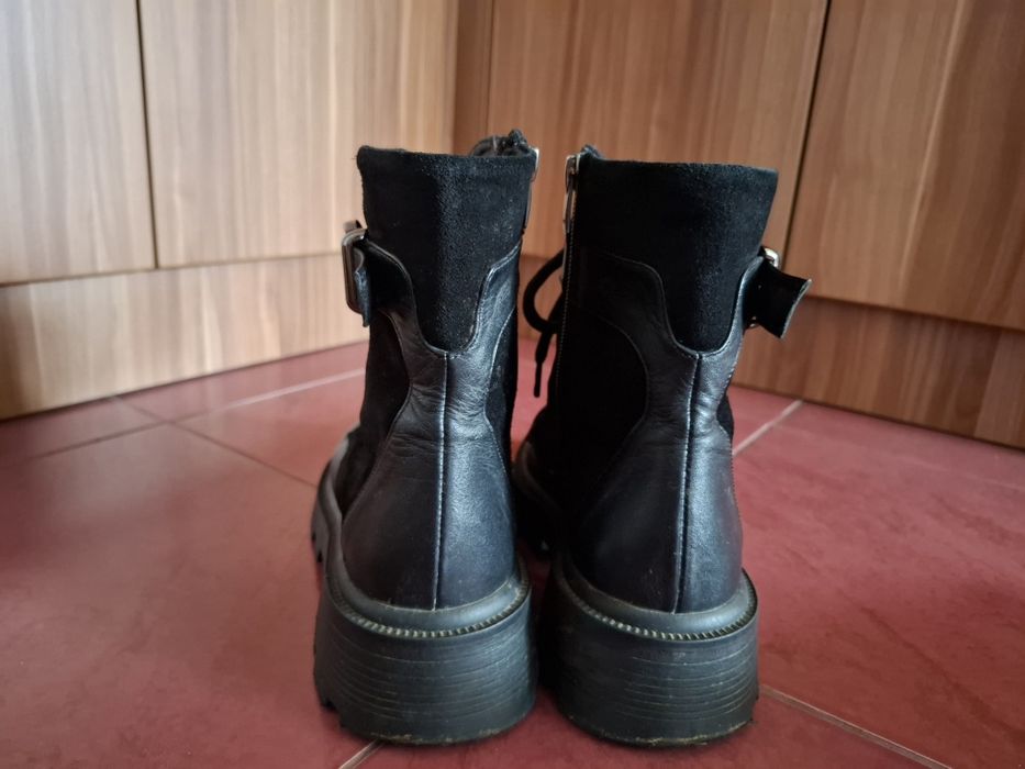 Кожени черни боти от естествена кожа