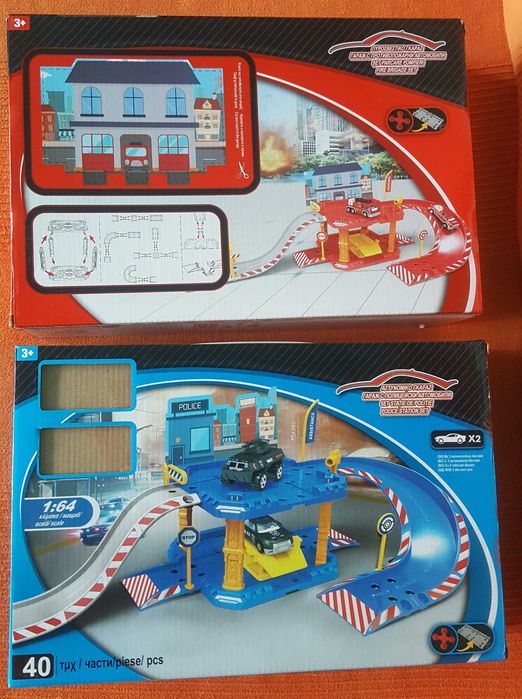Vând jucării, set stație de poliție și set parcare pompieri