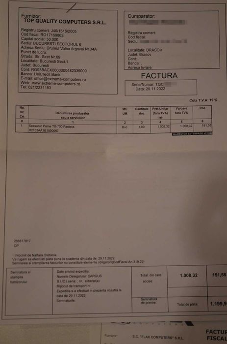 Seasonic Prime TX-700 Fanless 700W + cablu 12VHPWR, factura, garantie