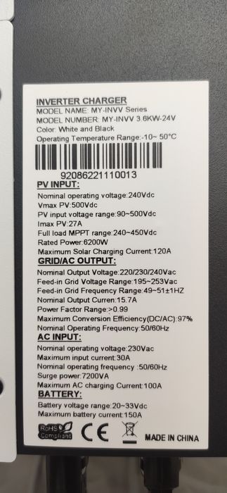 Инвертор 1,6кВт , 3кВт, 3,6кВт 6.2кВт 10.2кВт 48Вольт