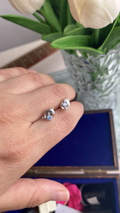 Детские серебряные серьги рыбки, дельфин