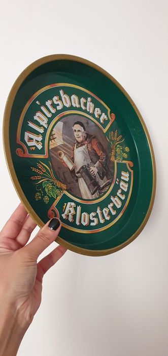 Tava metalica pentru servire bere Alpirsbacher Klosterbräu