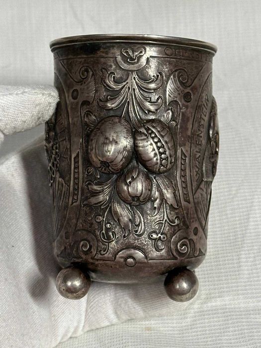 PAHAR ARGINT MASIV - Wallenstein & Tilly - Pocal - Hanau - Sec. XVII !