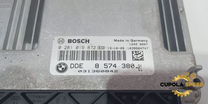 Calculator motor ECU 2.0D N47 0281019872 DDE8574380-01 BMW Seria 5 F1