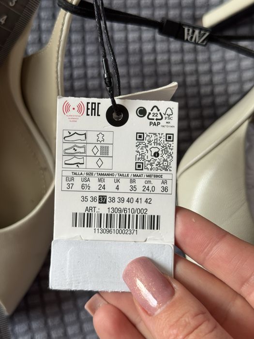 Кожени обувки на ток ZARA 36, 37 размер
