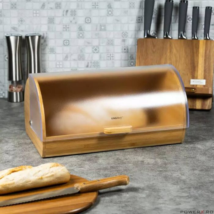 Cutie pentru paine, 39x28x18.5 cm, din acril-bambus, KingHoff