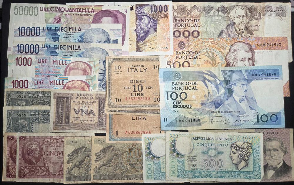 Bancnote din Bahamas, Antilele Olandeze, Italia și Portugalia