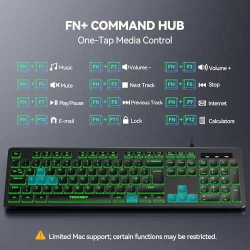 Нова Жична USB клавиатура със светлина пълноразмерна QWERTY UK за игри