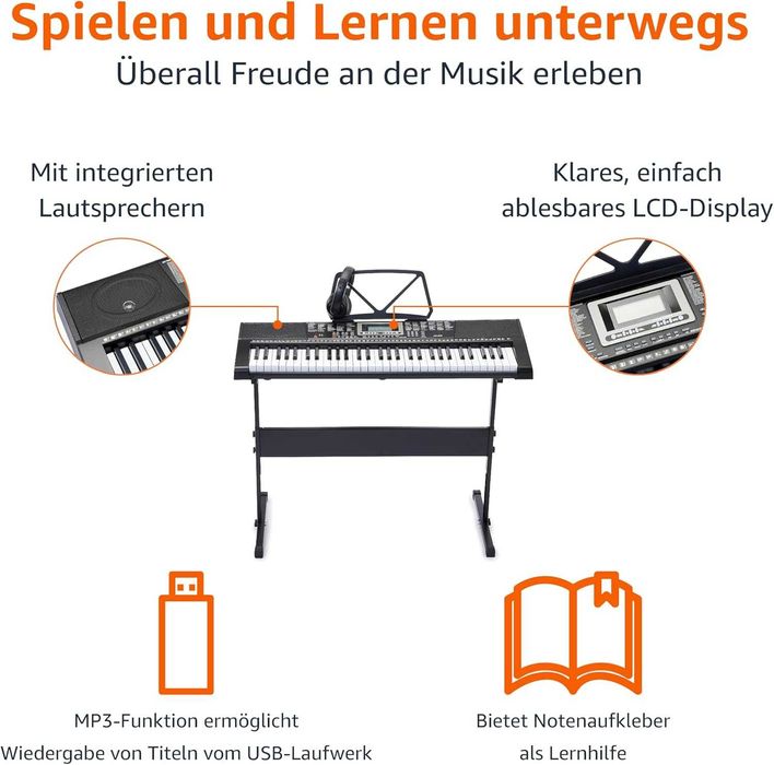 Синтезатор пиано със стойка 61 клавиша и слушалки комплект