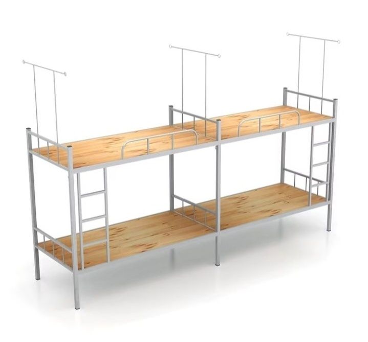 Двухъярусный металлический кровать с ЛДСП