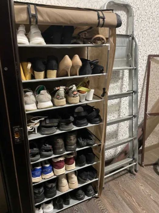 Шкаф за тъкани за обувки с 9 рафта плат стелаж за съхранение на обувки