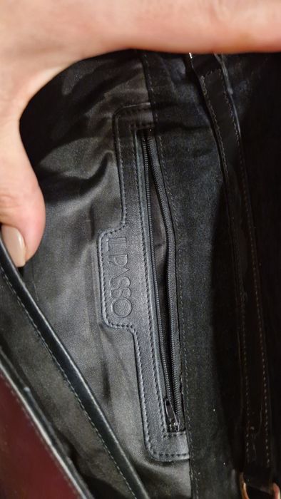 Poseta umar piele Il Passo neagra cu model