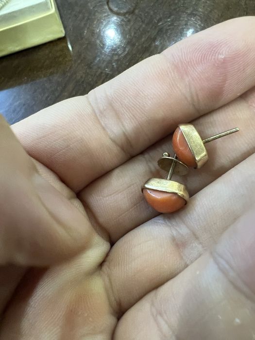 Коралл 56 проба серьги