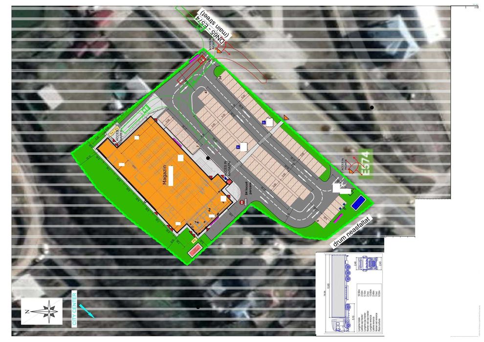 teren si cladiri Albota, central, comercial, deschidere mare DN65B