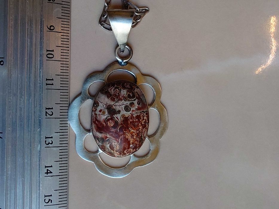 Pandantiv masiv Taxco, cu piatră naturală de jasp leopard.