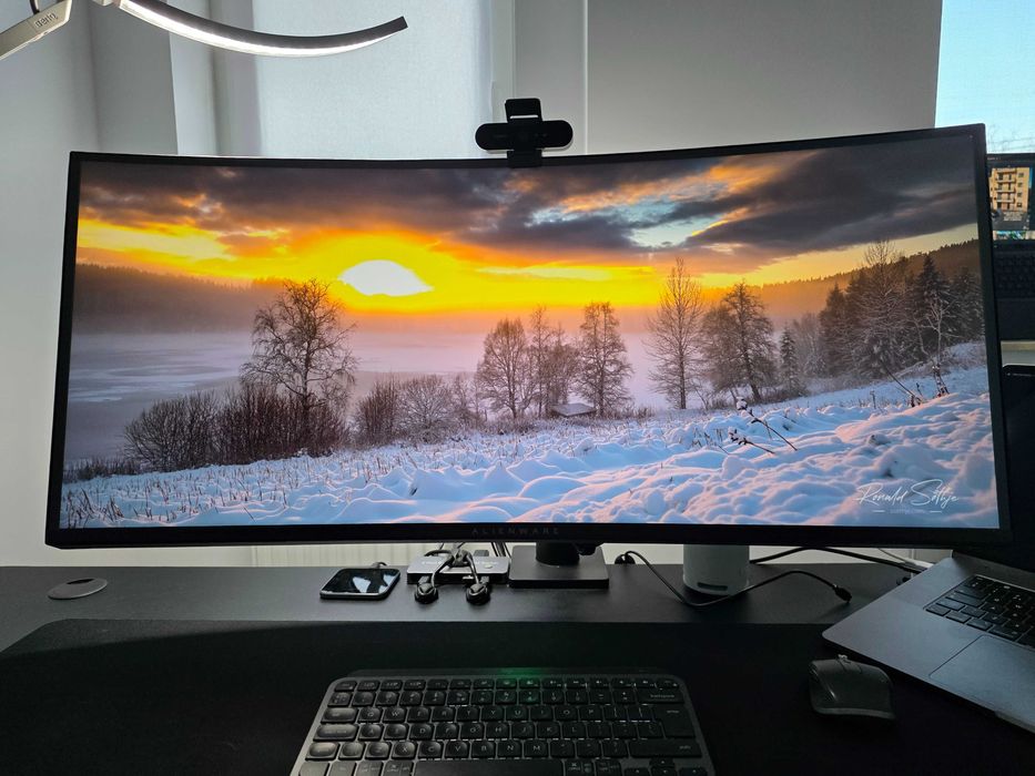 Monitor curbat Alienware AW3821DW, 38” Nano IPS, 144Hz, G-SYNC, HDR600