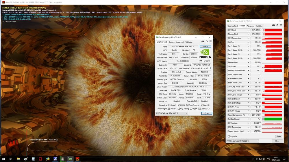Видеокарта GF RTX3060Ti 8Gb Asus