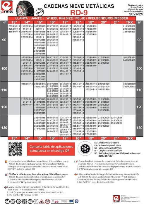 VIP RD9 - Метални вериги за сняг RD9 мм, размери № 60, 80, 90
