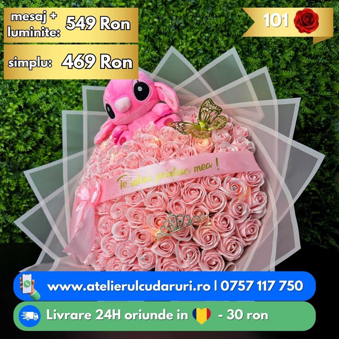 Buchete de flori cu Stitch si Angel | Livrare oriunde