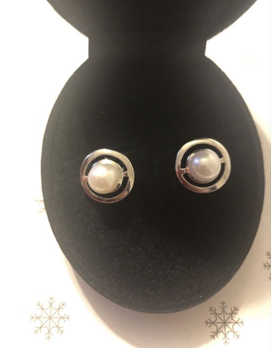 Aur alb 14k cercei perle