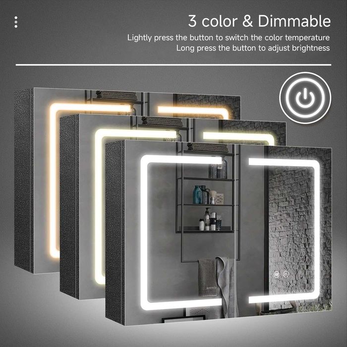 Dulap baie cu Oglinda + antiaburire+ LED+ priza, REDUS de la 1650RON