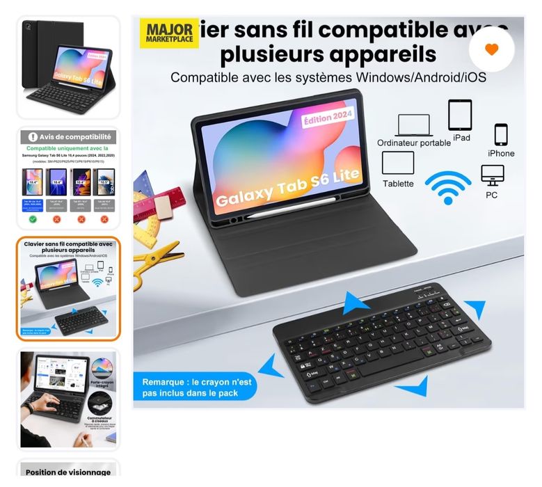 Husă cu tastatură Bluetooth pentru Samsung Galaxy Tab S6 Lite (10.4") - Nouă
