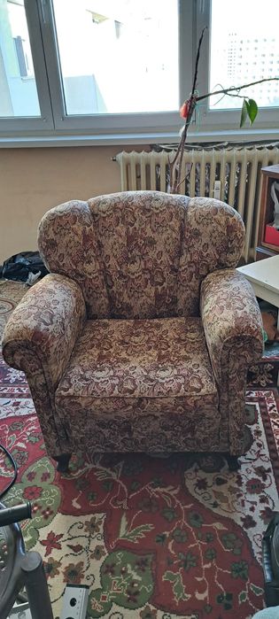 Set 3 fotolii vintage, tapițerie clasică – stare bună