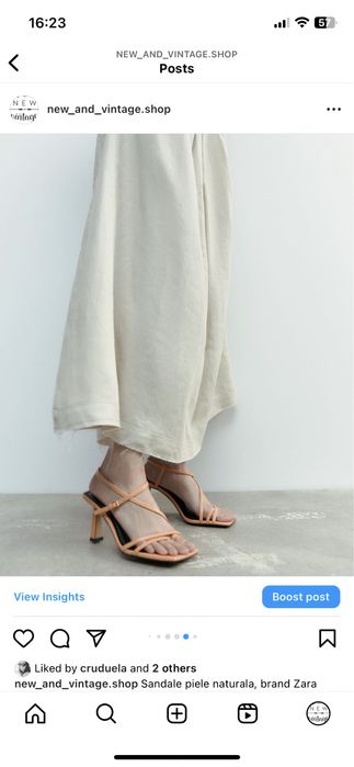 Sandale piele naturala zara marime 37 38 toc elegante