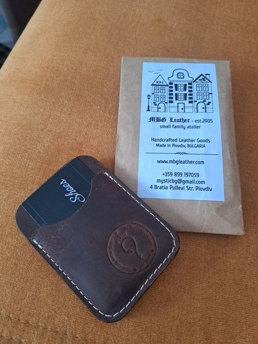 Визитник, естествена кожа, ръчна изработка